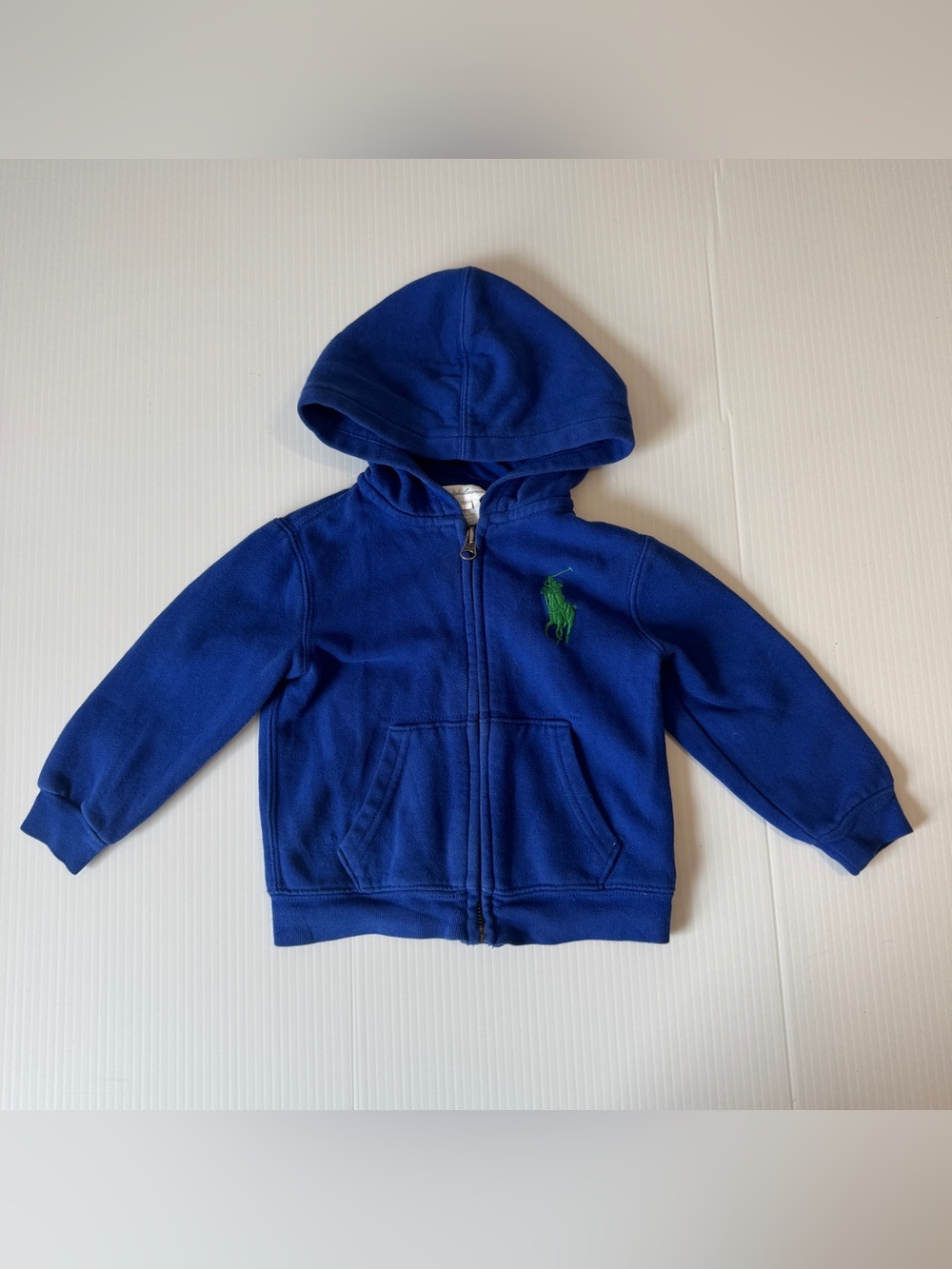 Polo Ralph Lauren Toddler Blue Big Pony Zip Hoodie Fleece Sweatshirt 24M Boys